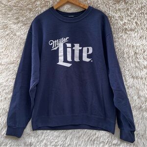 Vintage Miller Lite Beer Sweatshirt Blue Medium Large Cotton Classic Casual Top